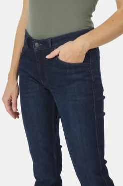Duer Tech Fleece Denim Slim Straight Broek Dames