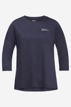 Jack Wolfskin Crosstrail 3/4 Sleeve Tee Shirt Dames